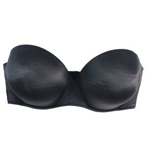 Cacique Seamless Strapless Bra Black Size 38DDD 38G Padded Lined Full Coverage
